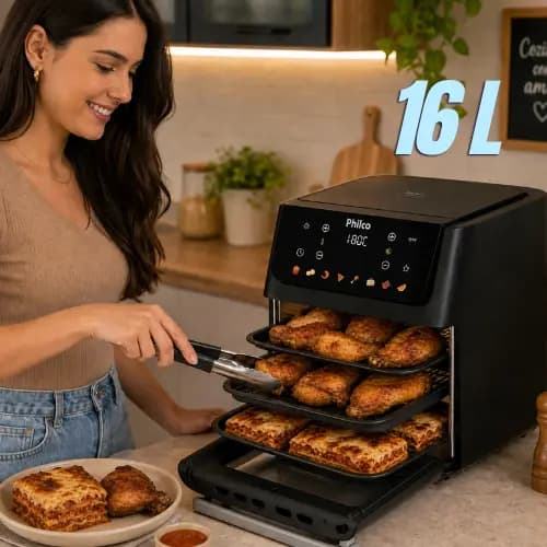 Air fryer Fritadeira elétrica 8 funções com visor 1800w 16 litros 220v