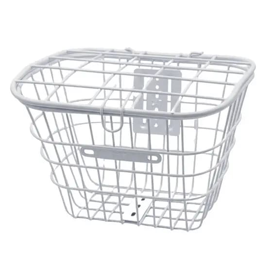 Cesta Cestinha de Bicicleta Com Tampa Aço Reforçado 33X24X26 Branca Revestido Kit Completo Onmoove
