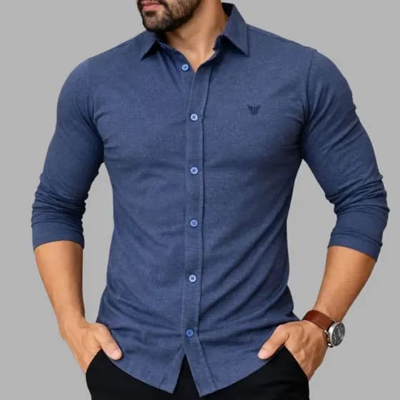 Camisa Slim Masculina Manga Longa Malha 100% Algodão Estampada Casual Floral Confortável Premium
