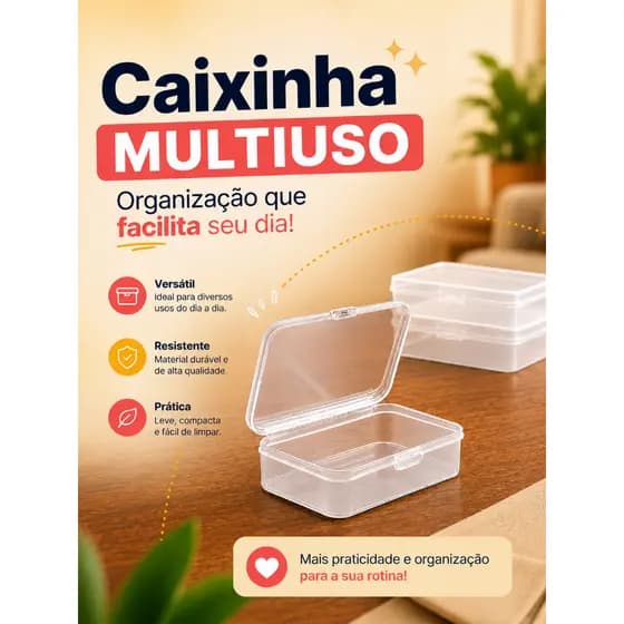 Kit 100 Mini Caixa Organizadora Tampa Plástica Transparente Porta Joias Photocards Pequena Caixinhas