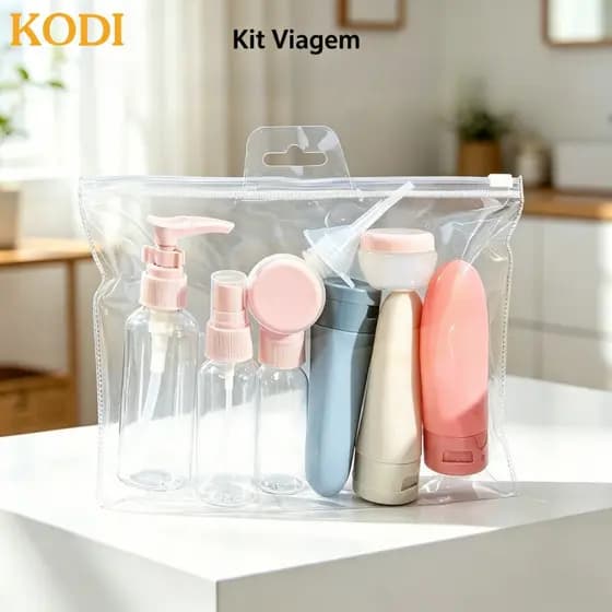 Kit Viagem 6 Pçs | Frascos para Shampoo, Condicionador + Cosméticos | Leve Prático-S1