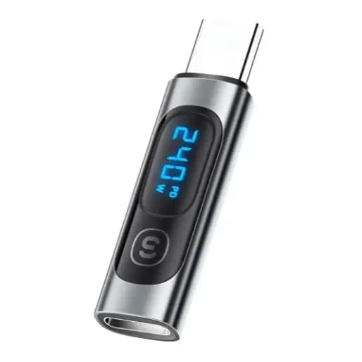 Adaptador USB Tipo C com Display de Monitoramento Essager 240W OTG PD Carregamento Rápido Medidor de Potência