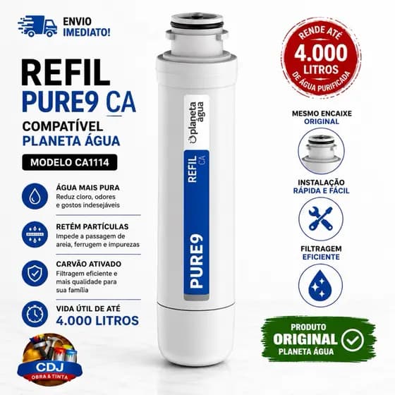 Refil Vela Filtro Purificador De Água Pure9 CA 1114 Planeta Água