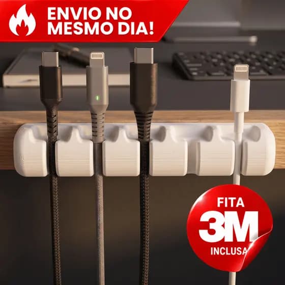 Organizador de Cabos com Fita 3M Porta Fios Mesa Escritório Suporte para Cabos USB