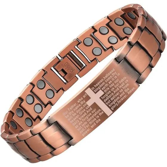 Pulseira de Cobre MagEnergy para Homens, Pulseira Magnética de Cobre com Ímãs de Ultra Força, Joia Ajustável com Caixa d