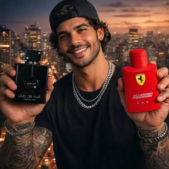 Kit de 1 Ate 2 Perfumes Red Ferrari Sedução e Luxo Night no mesmo Poder para Homens