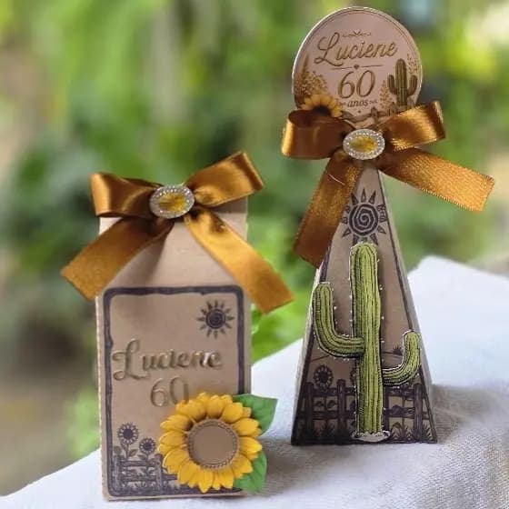 ENVIO RÁPIDO - kit 10 lembrancinhas personalizadas cactos e girassol - Aniversario Cordel