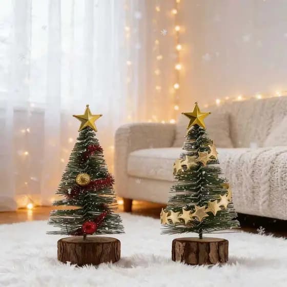 Mini Árvore De Natal Nevada Decoração De Mesa Enfeite Para Festa Lembrancinha Pinho Artificial
