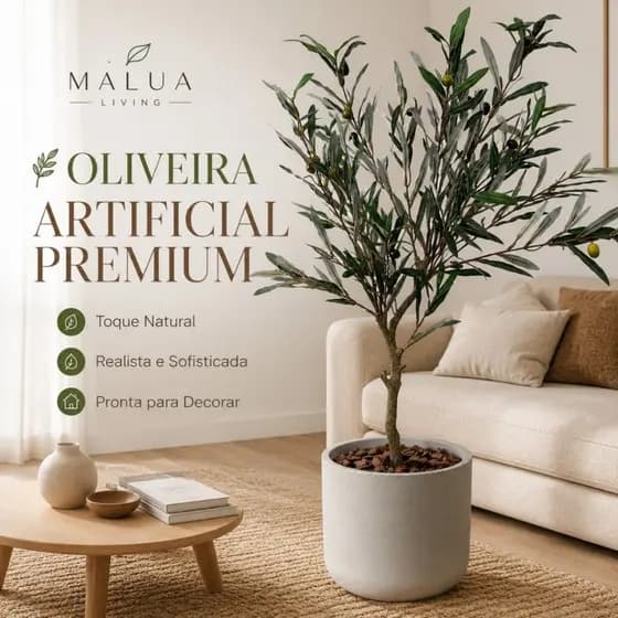 Planta Artificial Oliveira 1m Realista Com Azeitonas Haste Verde Decoração Sala Quarto Escritório