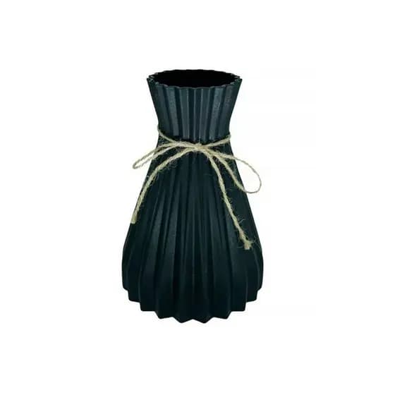 Vaso Plástico Origami Rústico Pequeno 18cm Preto Decorativo Elegante Mesa Sala Escritório