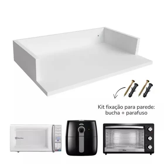 Nicho Suporte MDF 50X40 Microondas Airfryer Impressora Cozinha Parede Branco
