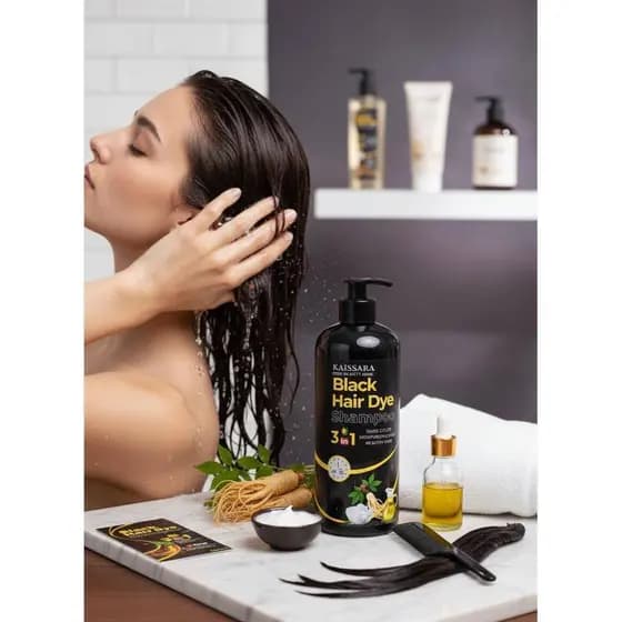 Black Hair Dye 3 em 1 – Tonalizante Preto, Cobre Fios Brancos, Brilho e Maciez