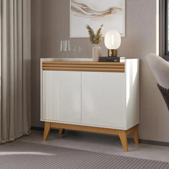 Aparador Buffet Ripado Alonso Cantinho do Café 2 Portas com Pés de MDF 92cm - LOJAS CEF