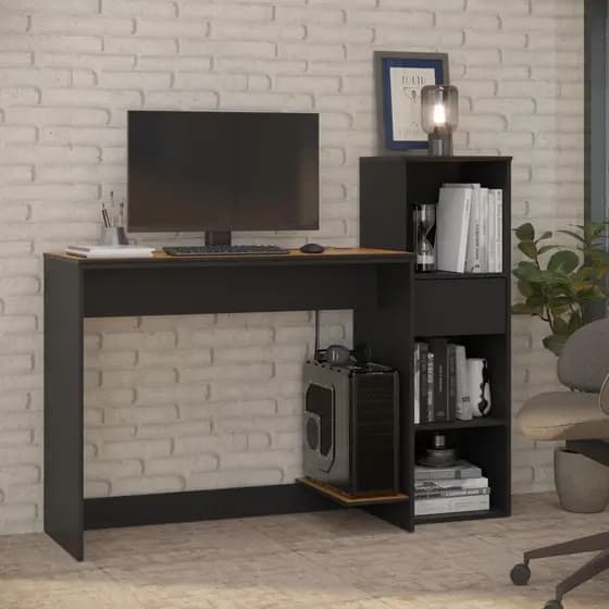 Conjunto de Escritório KIT com 2 Peças Prime - Mesa de Computador + Livreiro Organizador - Lojas Correia e Ferreira