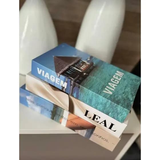 Kit Com 3 Livros Fake Livro de Mesa Caixa Organizadora Porta Objeto Decorativo