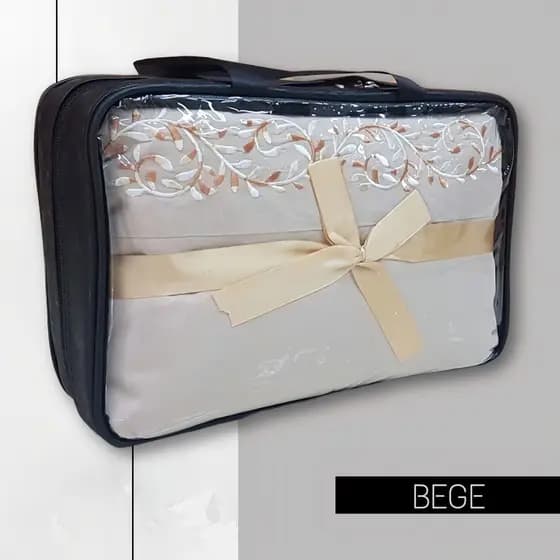 Lençol Queen Percal Liso Bege para Cama Casal
