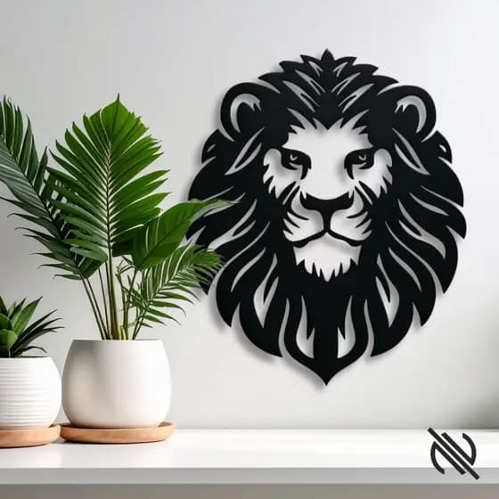 Quadro Decorativo Leão Sala Quarto Moderno MDF 45x49cm