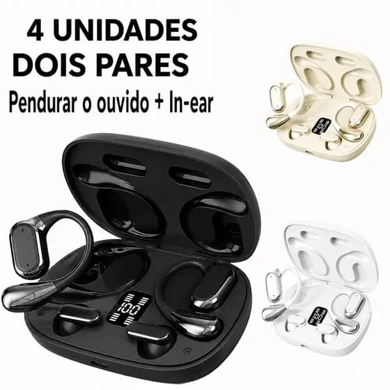 Fones sem fio 2 estilos, qualidade HIFI,bluetooth atualizado,autonomia 200h,display digital anti-queda para uso diári-B6
