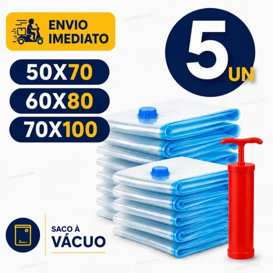 Kit P/M/G Saco a Vácuo Organizador Roupas e Edredons com Bomba Manual Ideal para Viagem