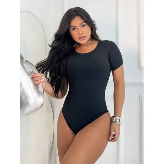 Body Básico Feminino - Kit com 1 ou 2 - para o Verão - Gola Careca - Manga Curta - Tamanho Único.