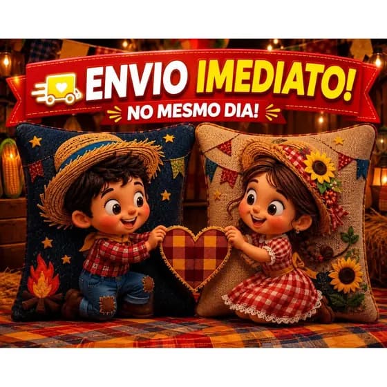 Kit com 2 Capas de Almofada 45x45 PAR para Decoração Moderna Cama Sofá 45x45 festa junina casal