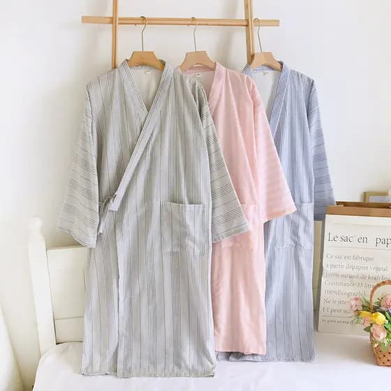 Homens mulheres camisola primavera verão outono Homewear terno casal puro algodão gaze pijamas vestir Robe suor roupas a