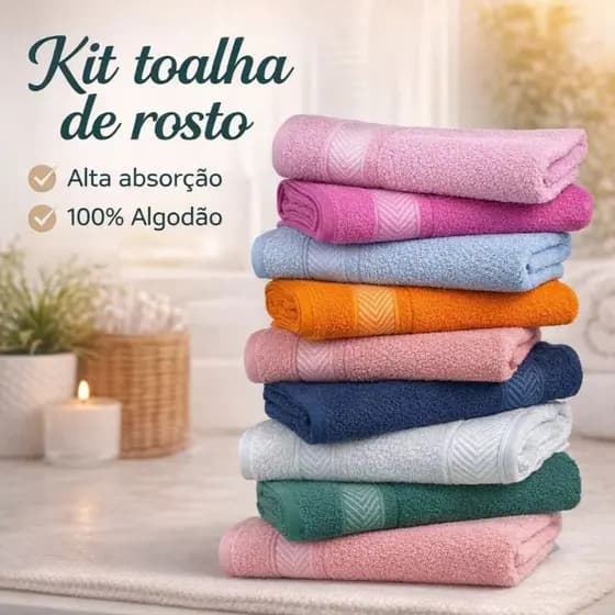 Toalha de Rosto 100% Algodão Pop Sortida 65cmx40cm