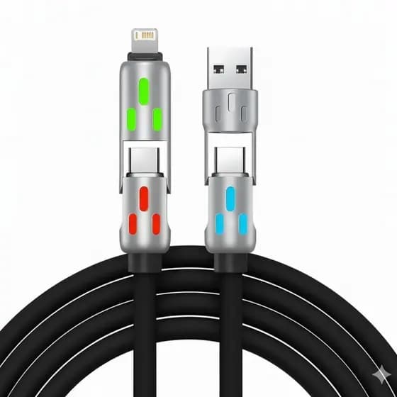 2 Cabos USB 4 em 1 Silicone Resistente 1,50m