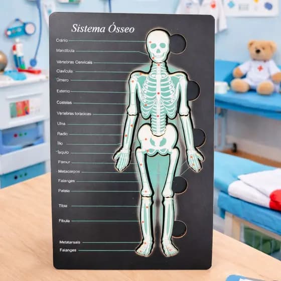 Quebra Cabeça Esqueleto Humano Educativo Didático Anatomia