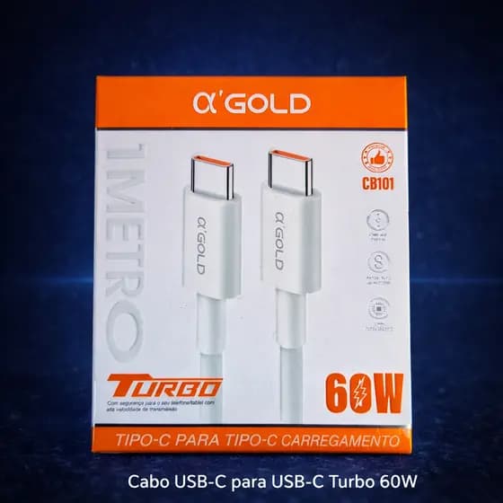 Cabo Tipo C- Tipo C Turbo 60W Carregamento super rápido original A’Gold Cabo PD Tipo c