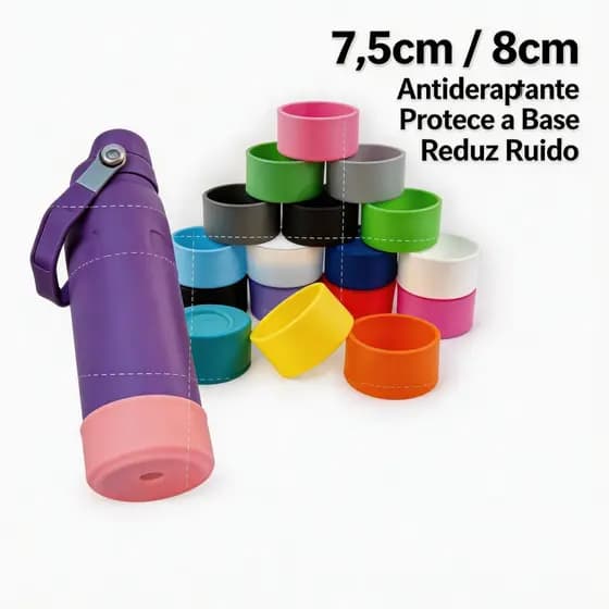 Protetor de Silicone para Base de Copo e Garrafa Térmica 8cm Antiderrapante Antirruído