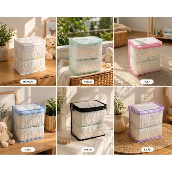 Kit 2 Porta Fraldas Organizador Bebê Maternidade Mala Bolsa Viagem Transparente Zíper Reforçado