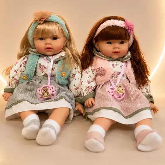 Boneca 45CM Loira Ou Ruiva Com Roupa Especial | Casaco de Tricot | Colete | Realista | Presente | Crianças