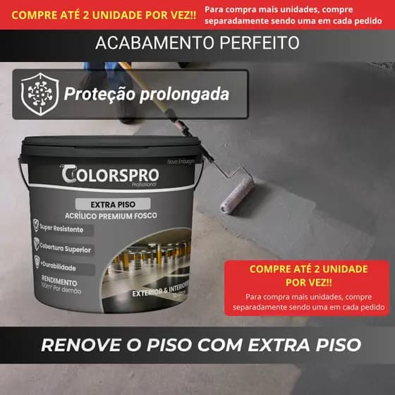 Tinta para Piso 12Kg ColorsPro | Antimofo, Sem Cheiro, Alta Resistência, Seca Rápido Interno/Externo