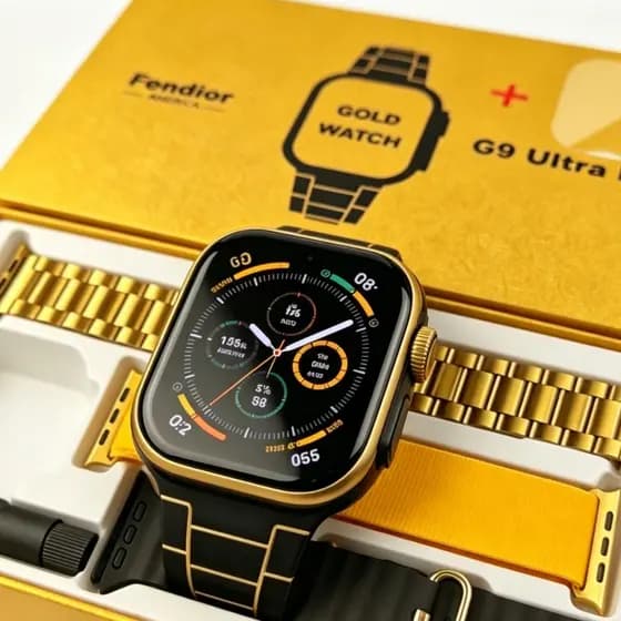 Smartwatch G9 Ultra Pro Luxo Ouro Relógio Inteligente Monitor Cardíaco SpO2 Sono Fitness