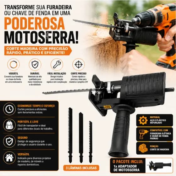 Kit Serra Elétrica Tico Tico Para Furadeira E Parafusadeira Ferramenta De Corte Madeira