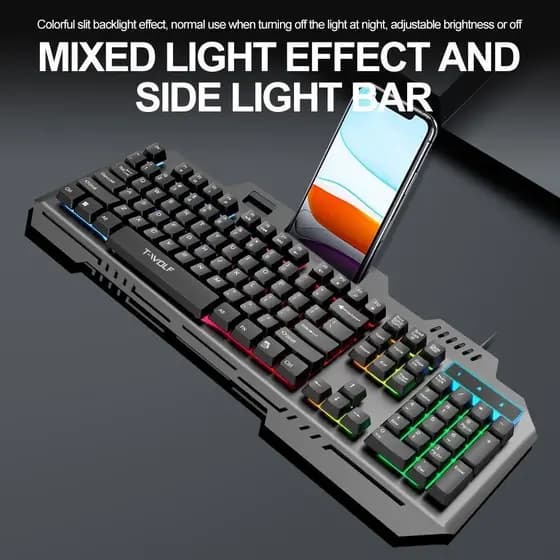 Teclado Gamer Com Fio Semi-Mecânico RGB LED Retroiluminado Anti-ghosting Para Computador Notebook Ergonômico De Alto Des