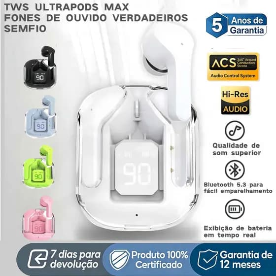 TWS Air31 Fones De Ouvido Sem Fio LED Display Energia Digital Esportes Alta Fidelidade Bluetooth v5 Yan