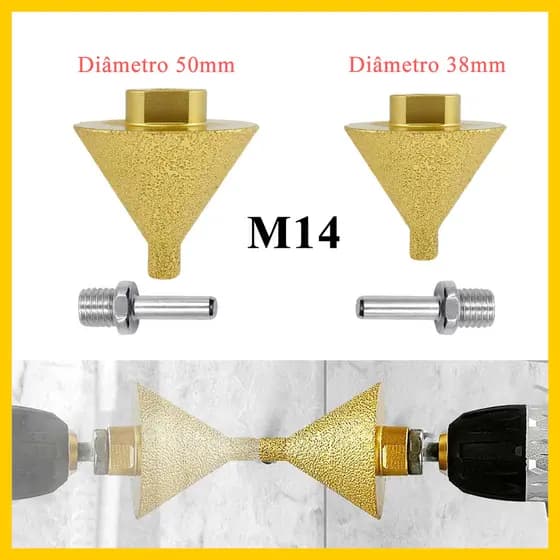 Broca chanfradora de diamante M14 de grau Industrial, rebarbadora revestida dourada, abertura de alargamento