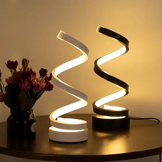 Abajur Moderno Quarto Luminária Noturna 3 Cores Em 1 Espiral Ajustável Luz Noturna para Cabeceira Carregamento USB