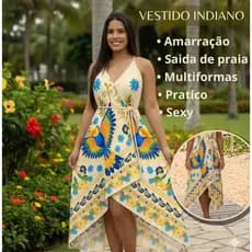 Vestido Lenço Indiano Feminino Multiformas Modelo Envelope Saida de Praia