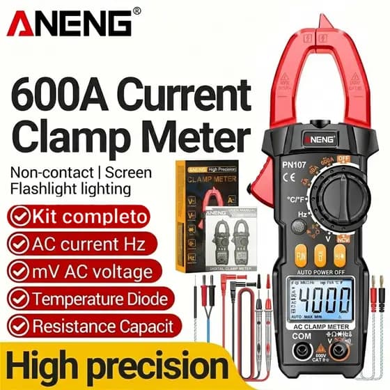 Alicate Amperímetro Digital ANENG PN107 True RMS ACTemperatura Multitester