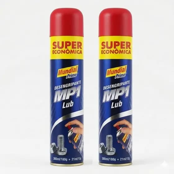 Kit com 2 Desingripante Lub MP1 MUNDIAL PRIME Lubrificante Antiferrugem Spray 321ML Protetor Repele Agua Limpa Conserva