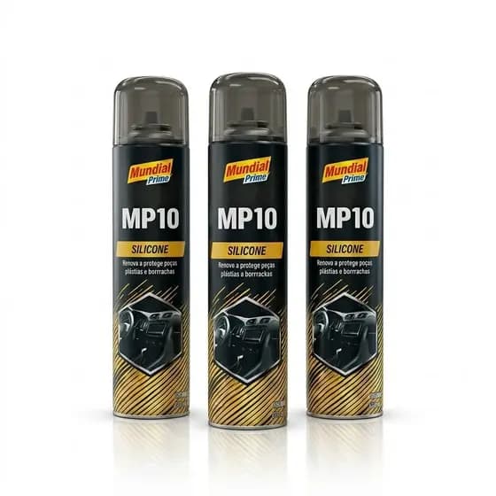 Kit com 3 Silicone Spray Par Borracha, Plástico, Painel, Interior Carro Renovador Brilho Tutti Fruti Mundial Prime 300ml