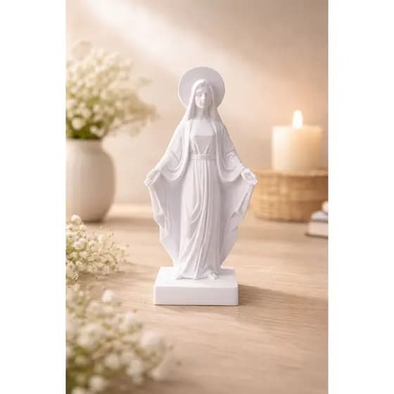 Imagem Nossa Senhora das Graças Estátua Religiosa Católica Branca Decoração Altar