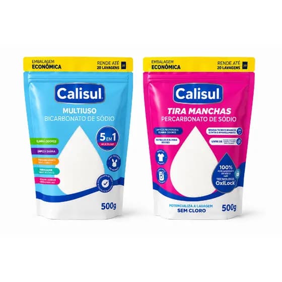 KIT PERCABONATO5 500G + BICARBONATO DE SÓDIO 500G CALISUL - MULTIUSO LIMPEZA EM GERAL