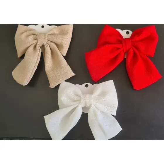 kit 3 laços lindos para cabelo vermelho/bege/branco