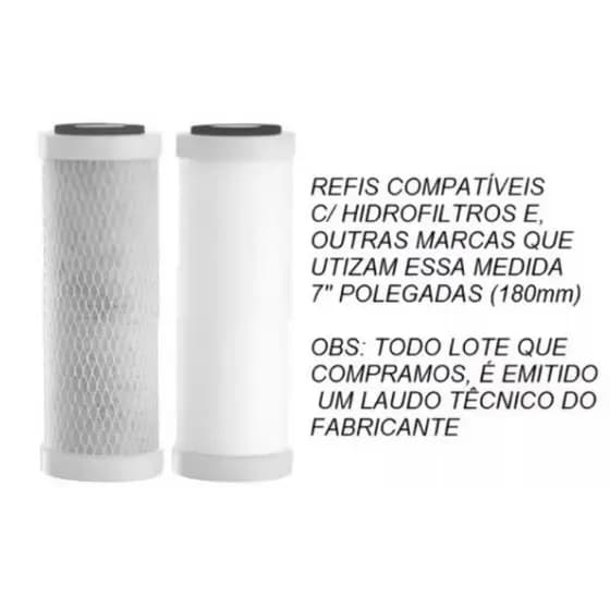 Kit Refil Compatível Purificador De Água As4 Hidrofiltros 7'' (par)
