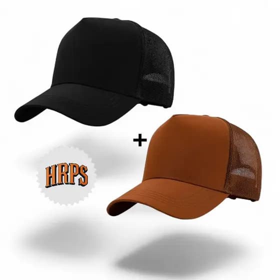 Kit 2 bonés masculino trucker liso de telinha com regulagem boné de aba torta