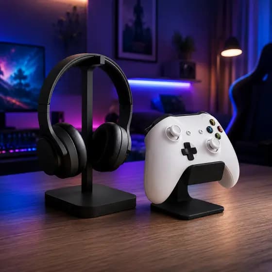 Suporte De Mesa Para Headset Fone Gamer E Controle Joystick Organizador Setup